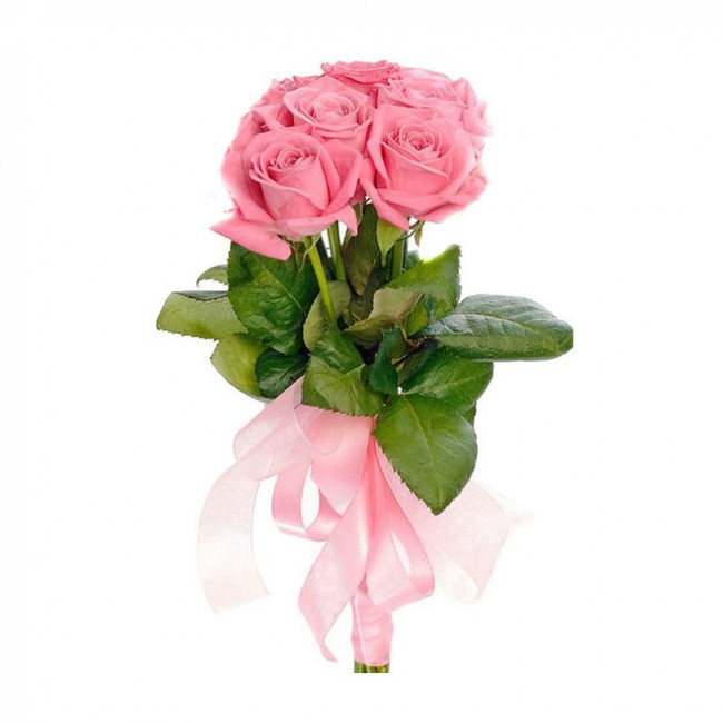 Букет цветов "Из розовых роз 80 см под ленту"